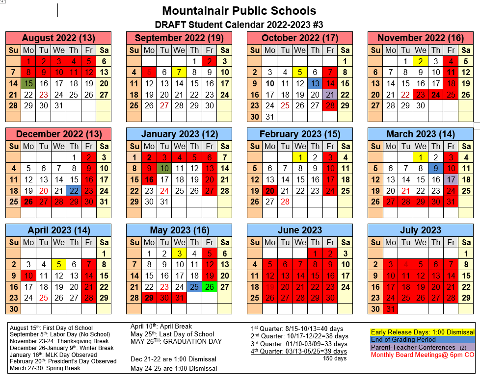 Student Calendar #3 Traditional