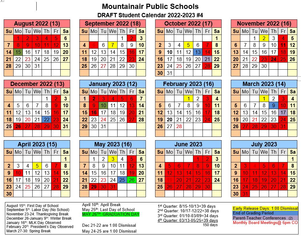 Student Calendar #4 Traditional